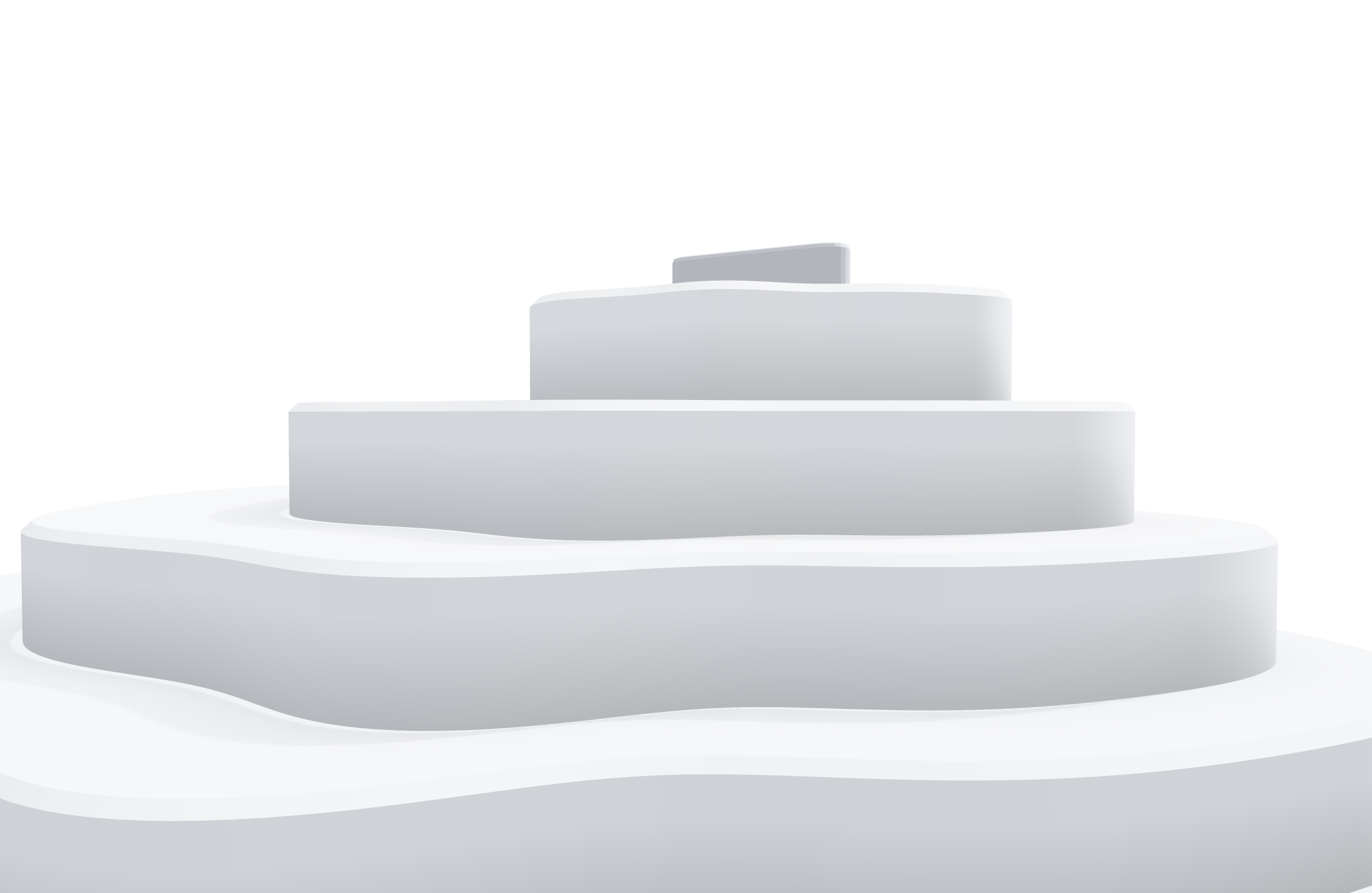 The terrain relief seen from the summit, its top three tiers stacked